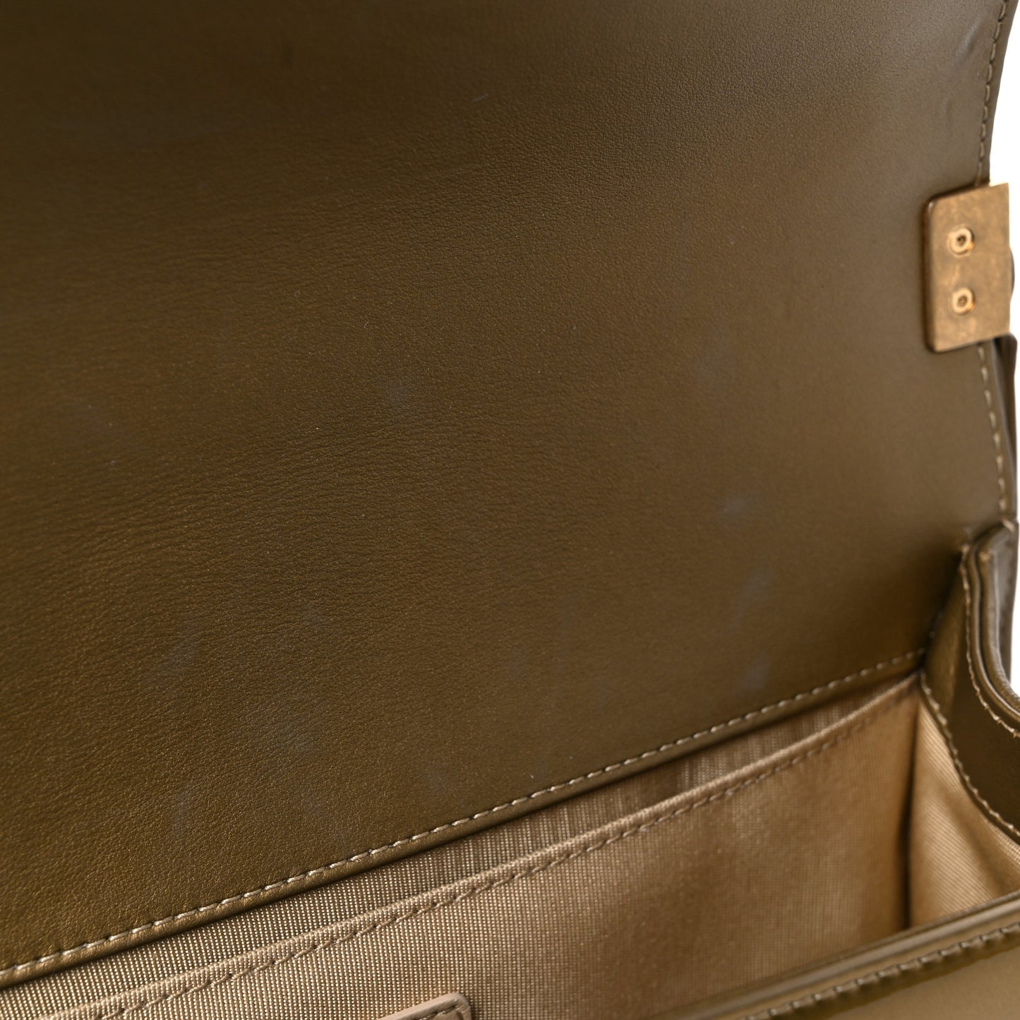 Metallic Patent Calfskin Quilted Medium Boy Flap Gold
