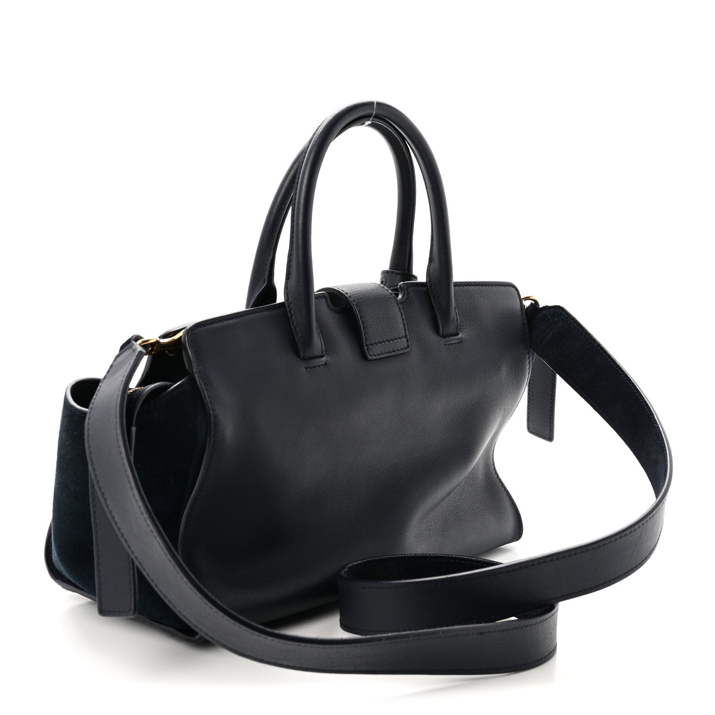 Calfskin Suede Small Monogram Downtown Cabas Navy Blue