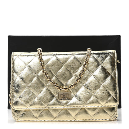 Chanel Metallic Aged Calfskin Quilted Reissue Wallet On Chain WOC Gold 11 of 11