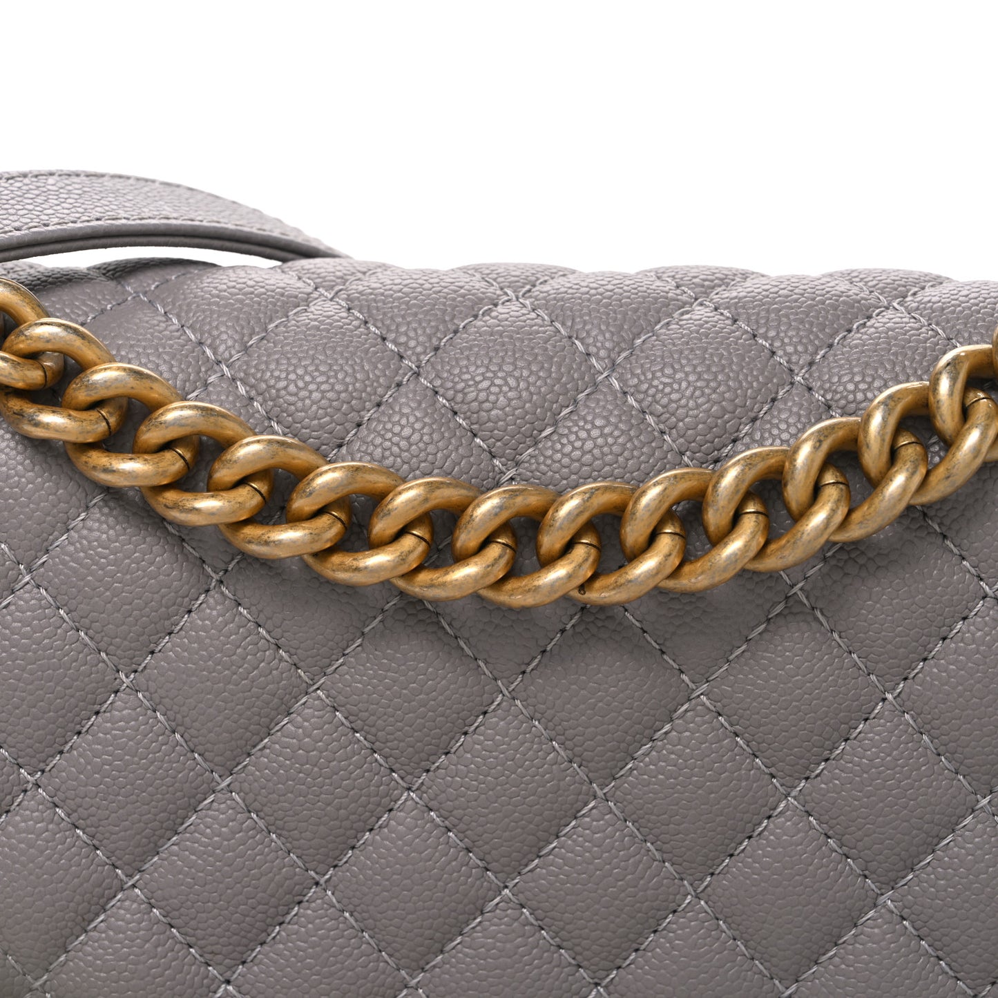 Caviar Quilted Chain Around Medium Boy Flap Grey