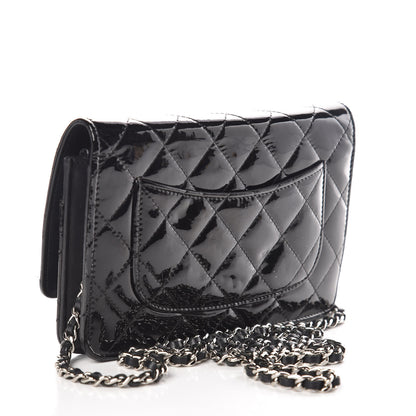 Chanel Patent Quilted Wallet On Chain WOC Black 3 of 14
