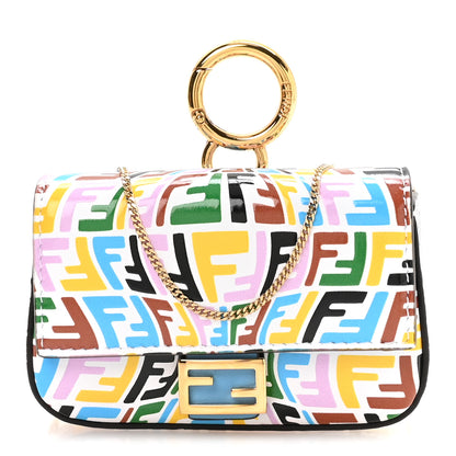Fendi X SARAH COLEMAN Vitello Liberty Ceylon Micro FF Fish Eye Embossed Nano Baguette Charm Multicolor Cyber Blue 1 of 11