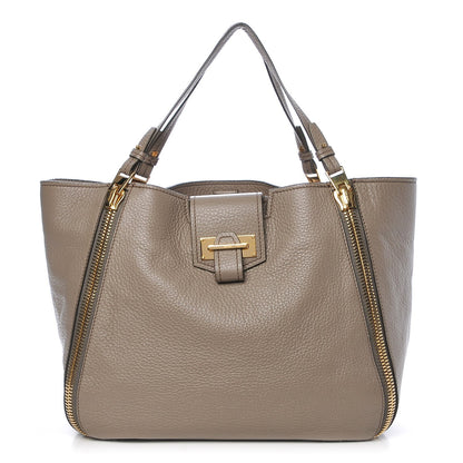 Tom Ford Grained Calfskin Medium Sedgwick Zipper Warm Taupe 1 of 11