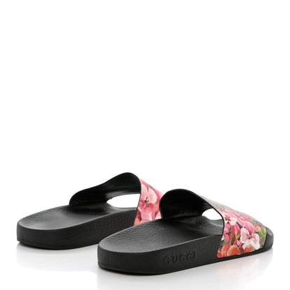 Gucci GG Supreme Monogram Blooms Slide Sandals 35 Beige Multicolor 4 of 9
