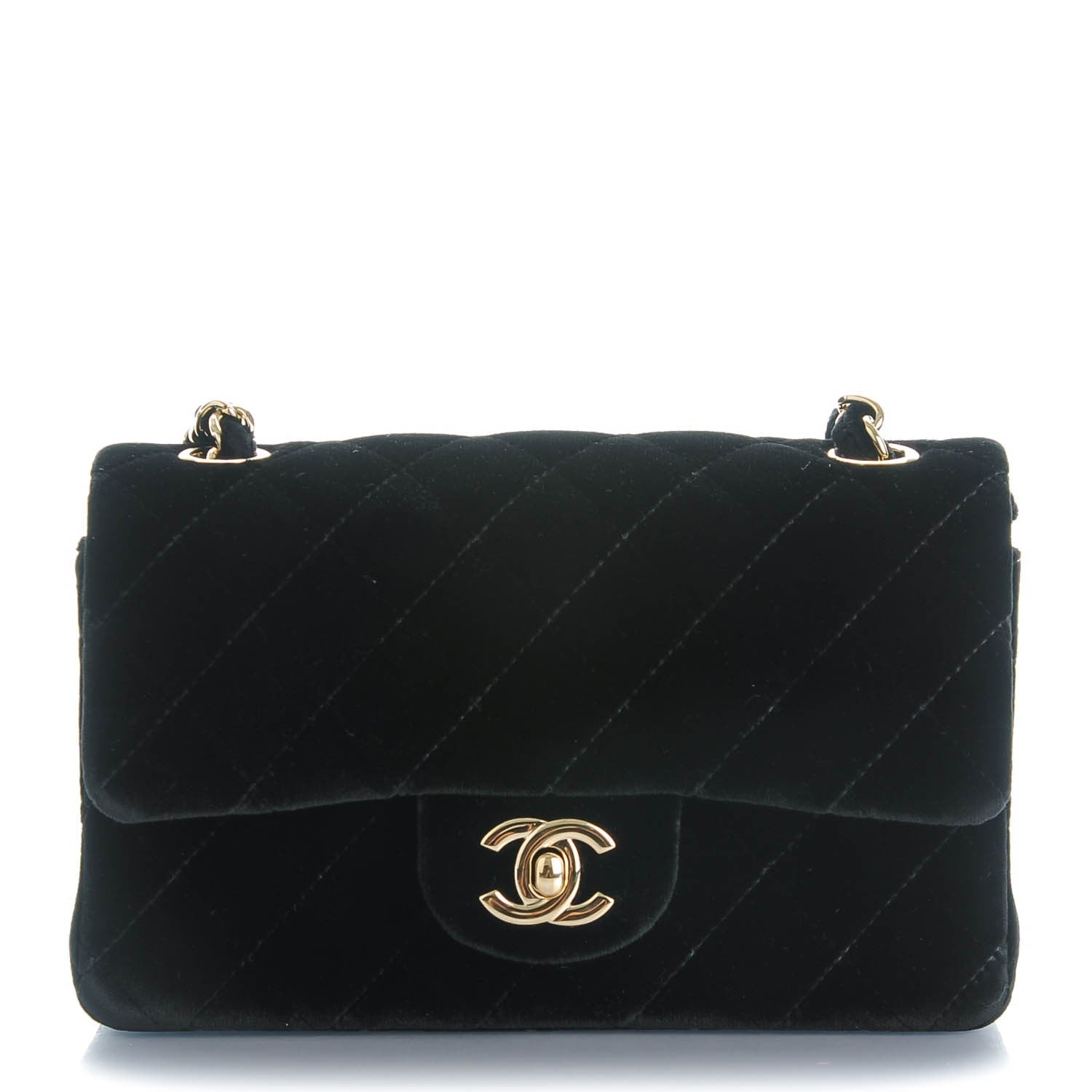 Chanel Velvet Quilted Mini Rectangular Flap Black 1 of 8