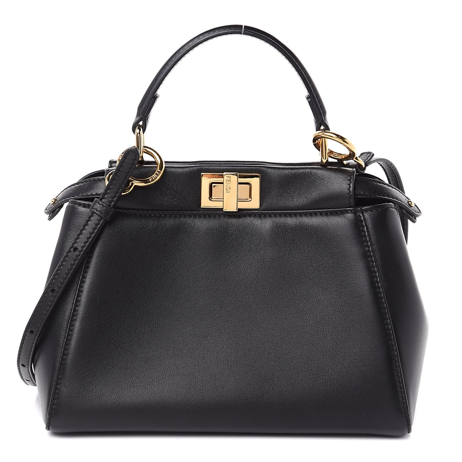 Fendi Nappa Mini Peekaboo Iconic Satchel Black 1 of 11