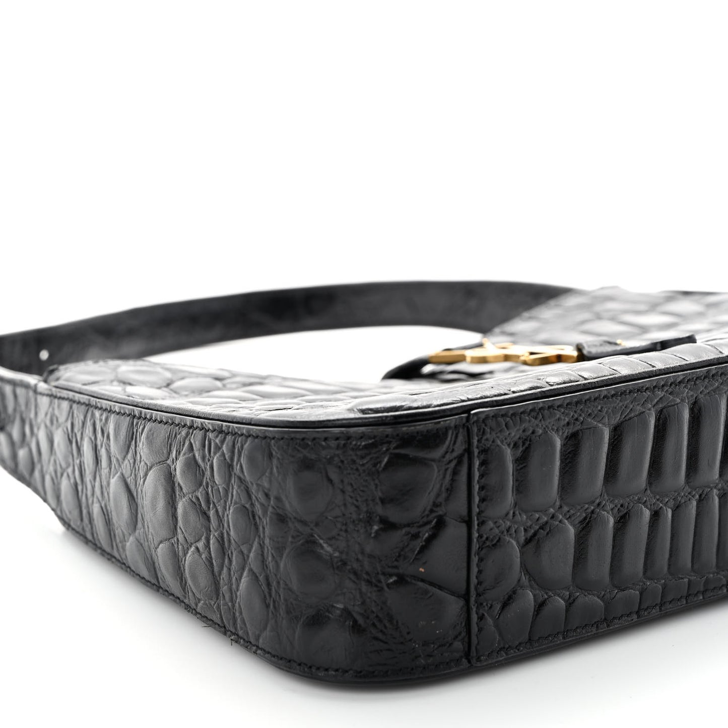 Calfskin Crocodile Embossed LE 5 A 7 Hobo Black