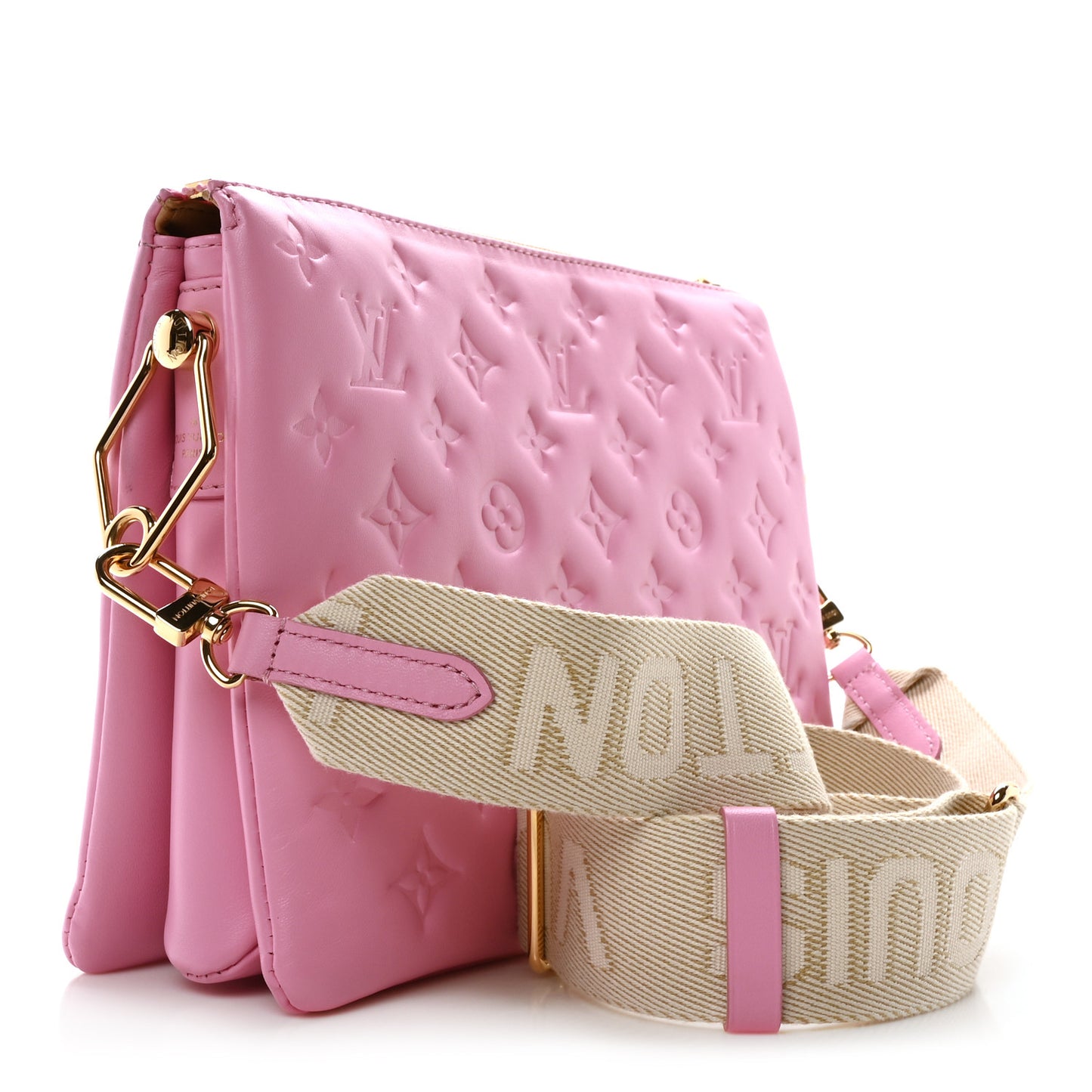 Lambskin Embossed Monogram Coussin PM Rose Bonbon