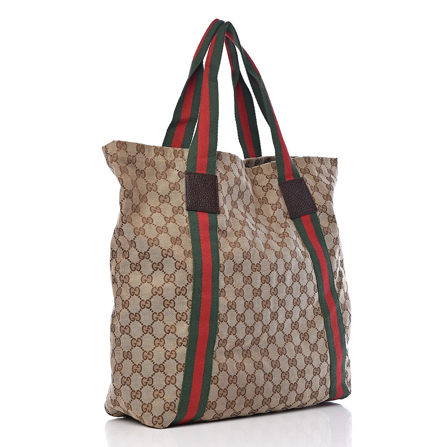 GG Monogram Medium Web Handle Vertical Tote Dark Brown