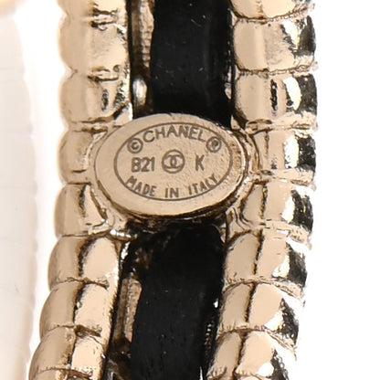 Chanel Crystal Lambskin CC Chain Hoop Earrings Gold Black 4 of 5