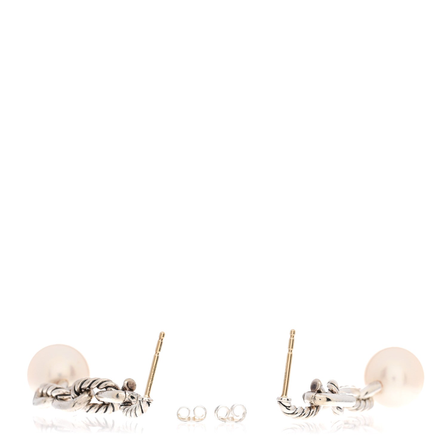 David Yurman Sterling Silver Pearl Madison Chain Drop Earrings 3 of 4