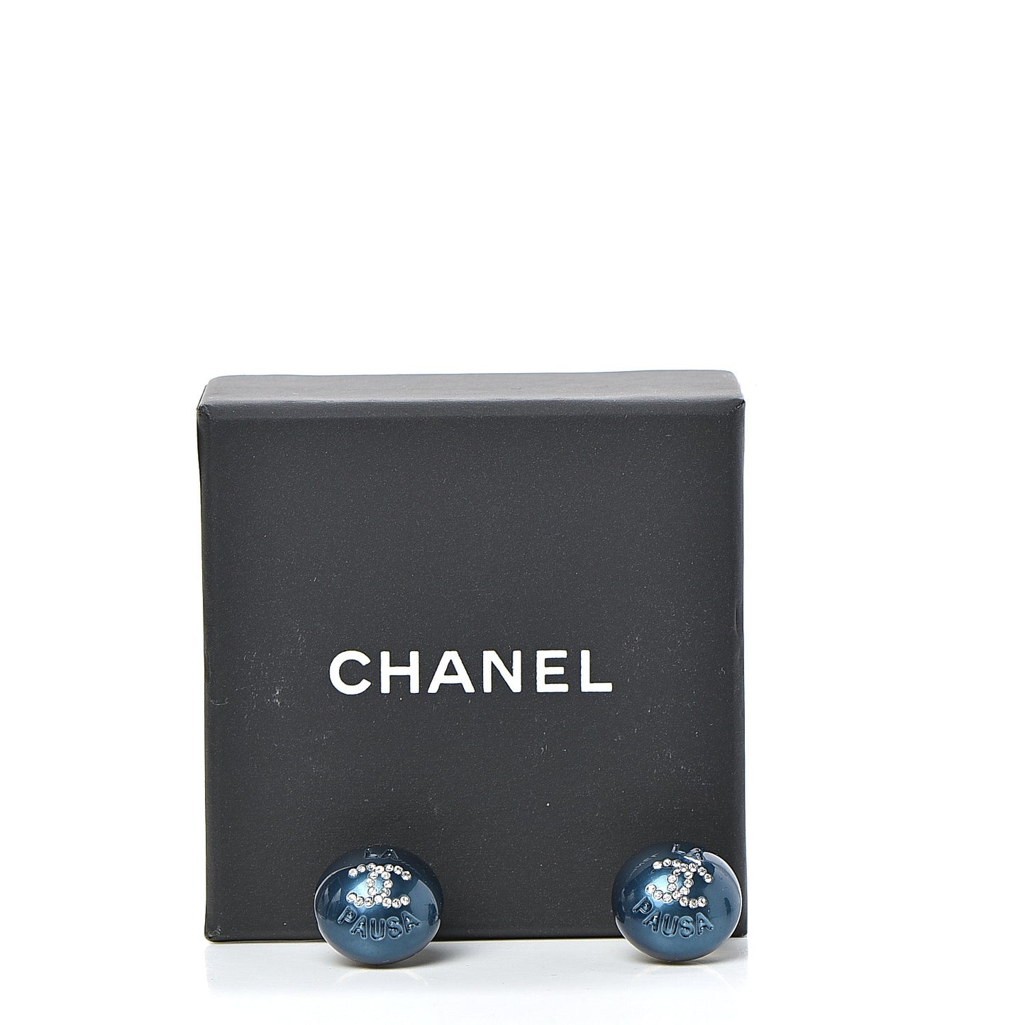 Resin Crystal CC La Pausa Earrings Navy Gold