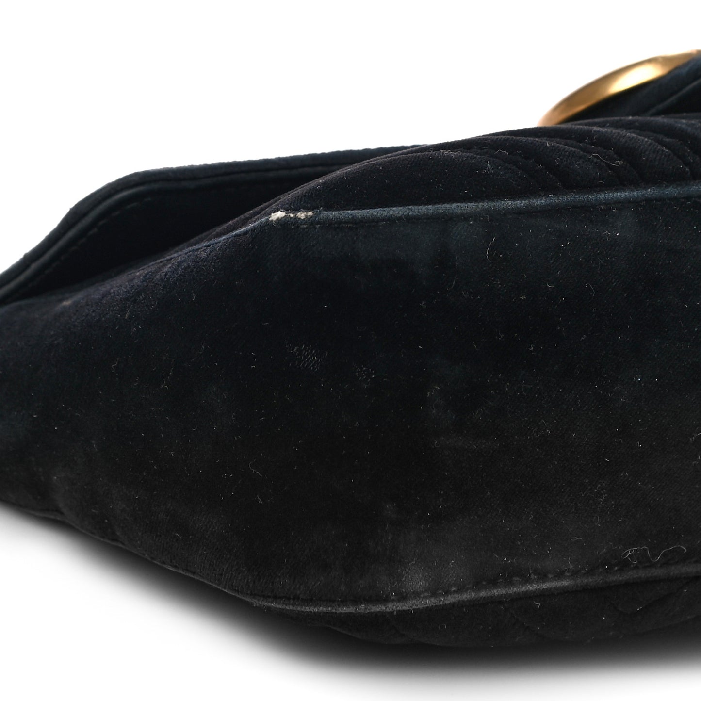 Velvet Matelasse Small GG Marmont Shoulder Bag Black