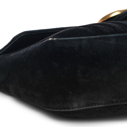 Gucci Velvet Matelasse Small GG Marmont Shoulder Bag Black 7 of 22