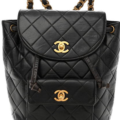 Chanel Lambskin Quilted Drawstring Backpack Black 8 of 13