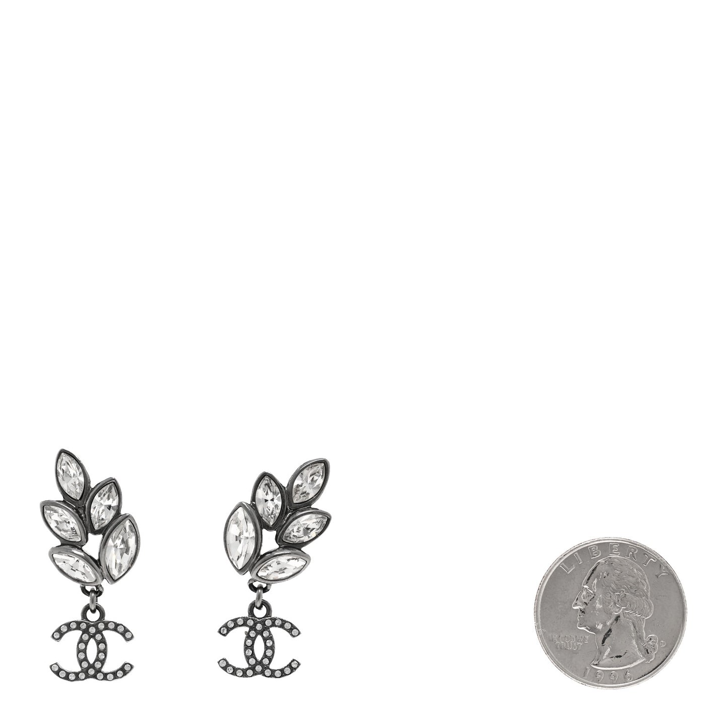 Ruthenium Crystal CC Dangle Earrings Silver