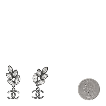 Chanel Ruthenium Crystal CC Dangle Earrings Silver 2 of 5
