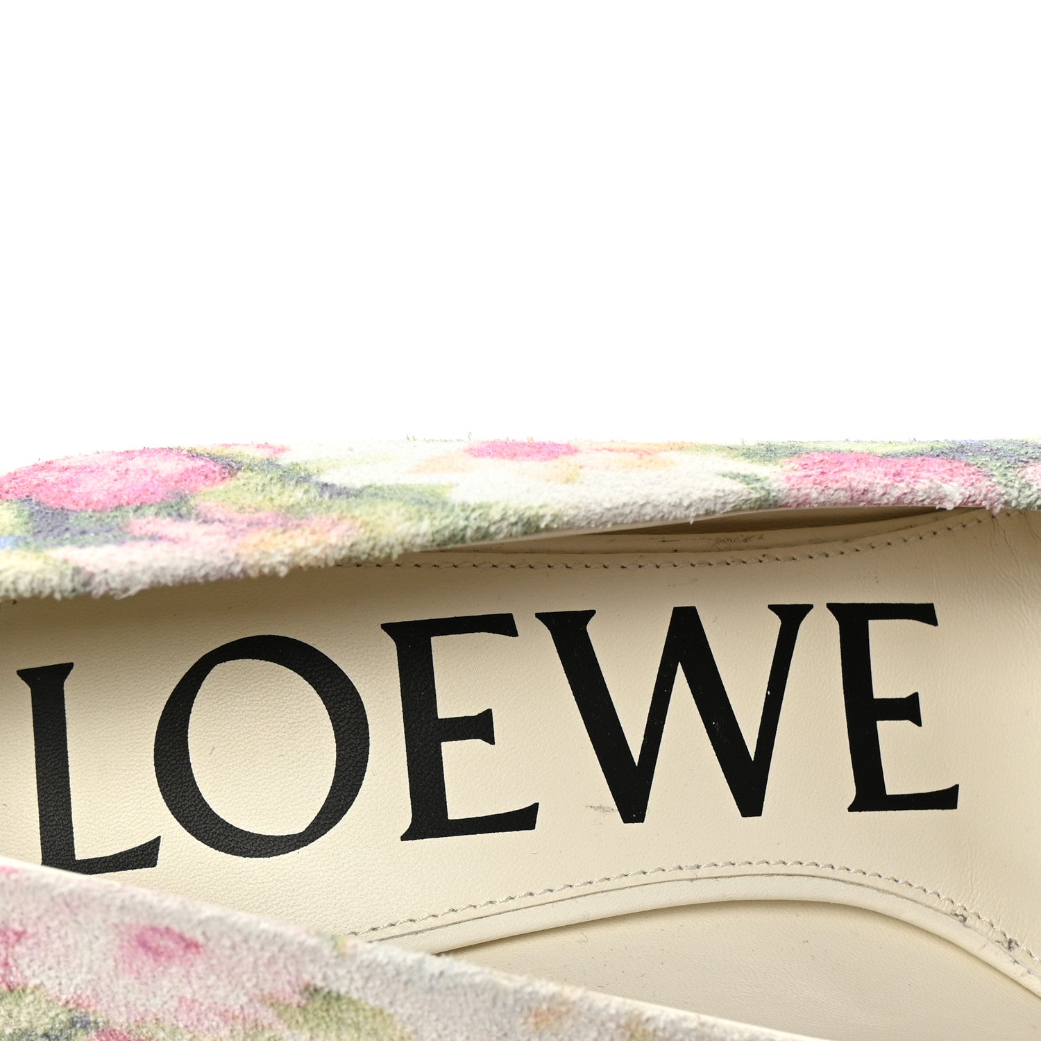 Loewe Suede Floral Toy Pumps 90 37 White Pink Multicolor 8 of 10