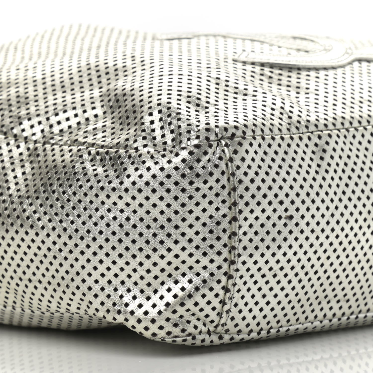 Chanel Metallic Glazed Calfskin Perforated Medium Rodeo Drive Tote Silver 9 of 11