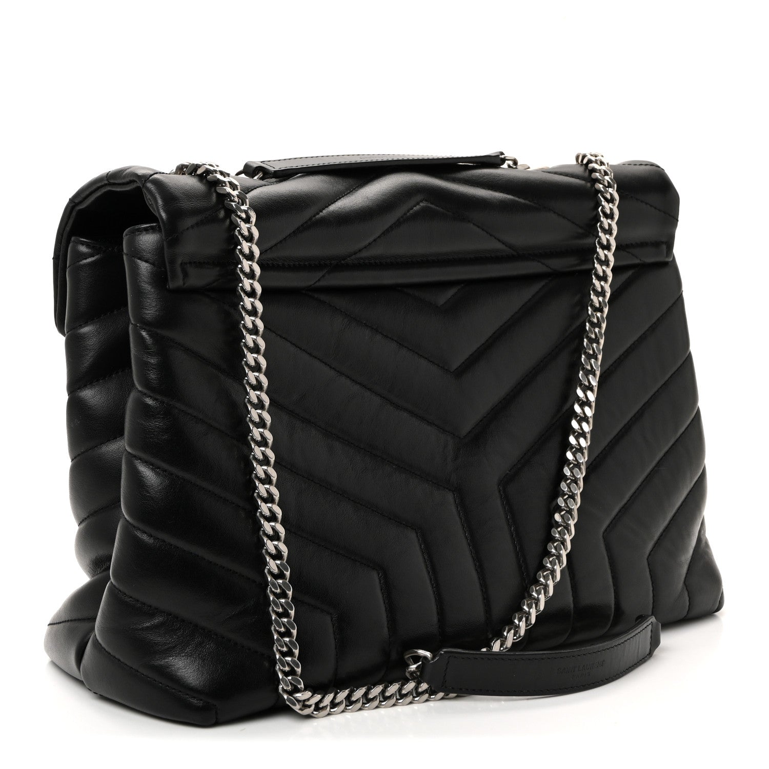 Saint Laurent Calfskin Y Quilted Monogram Medium Loulou Chain Satchel Black 3 of 9
