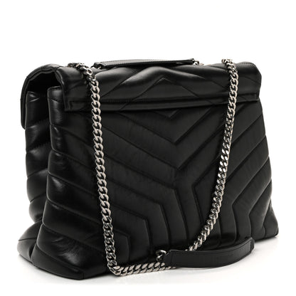 Saint Laurent Calfskin Y Quilted Monogram Medium Loulou Chain Satchel Black 3 of 9