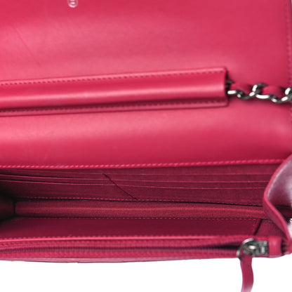 Chanel Patent Quilted Brilliant Wallet On Chain WOC Dark Pink 5 of 13