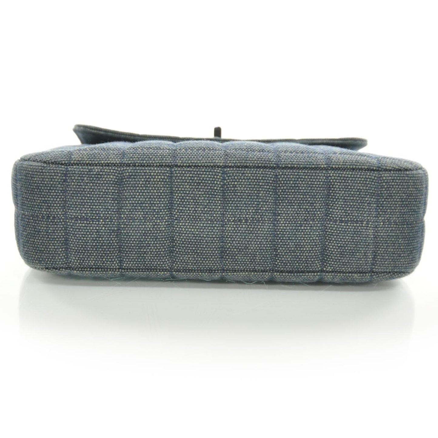 Denim Quilted Mademoiselle Top Handle Bag