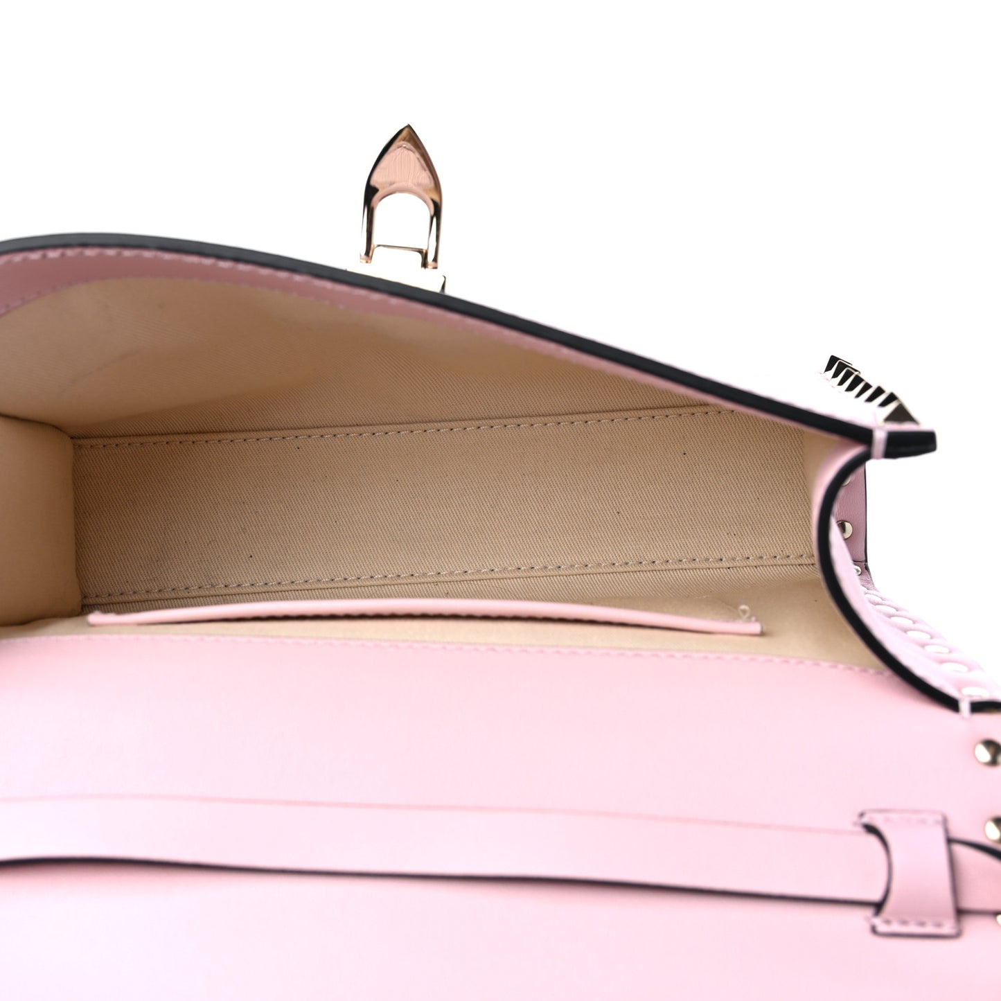 Vitello Medium Rockstud Flip Lock Crossbody Bag Rose Quartz