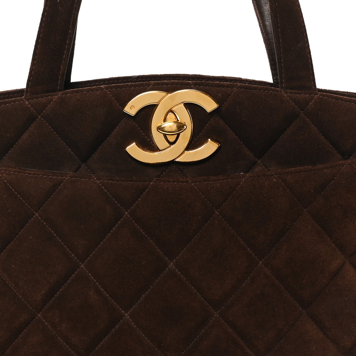 Suede Quilted Tote Brown