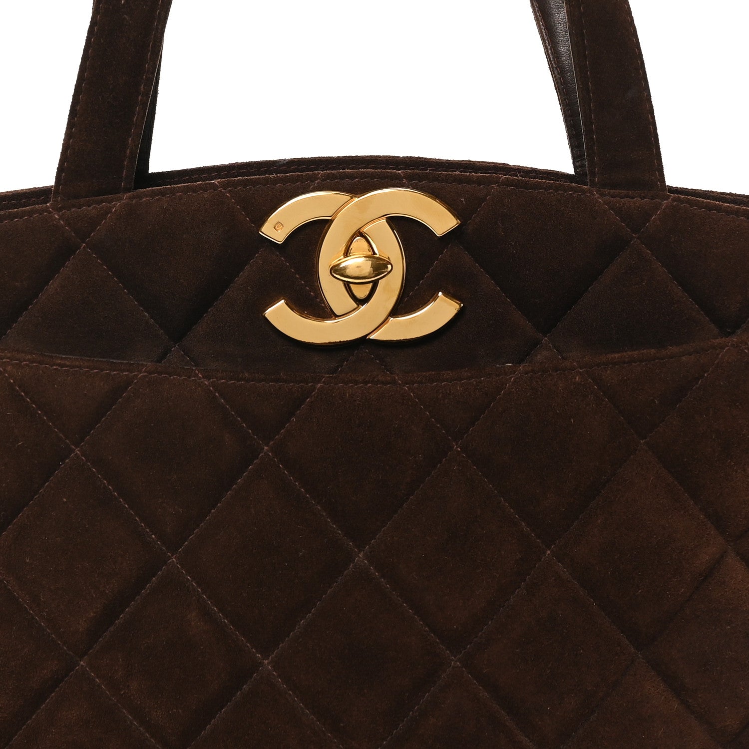 Chanel Suede Quilted Tote Brown 8 of 10