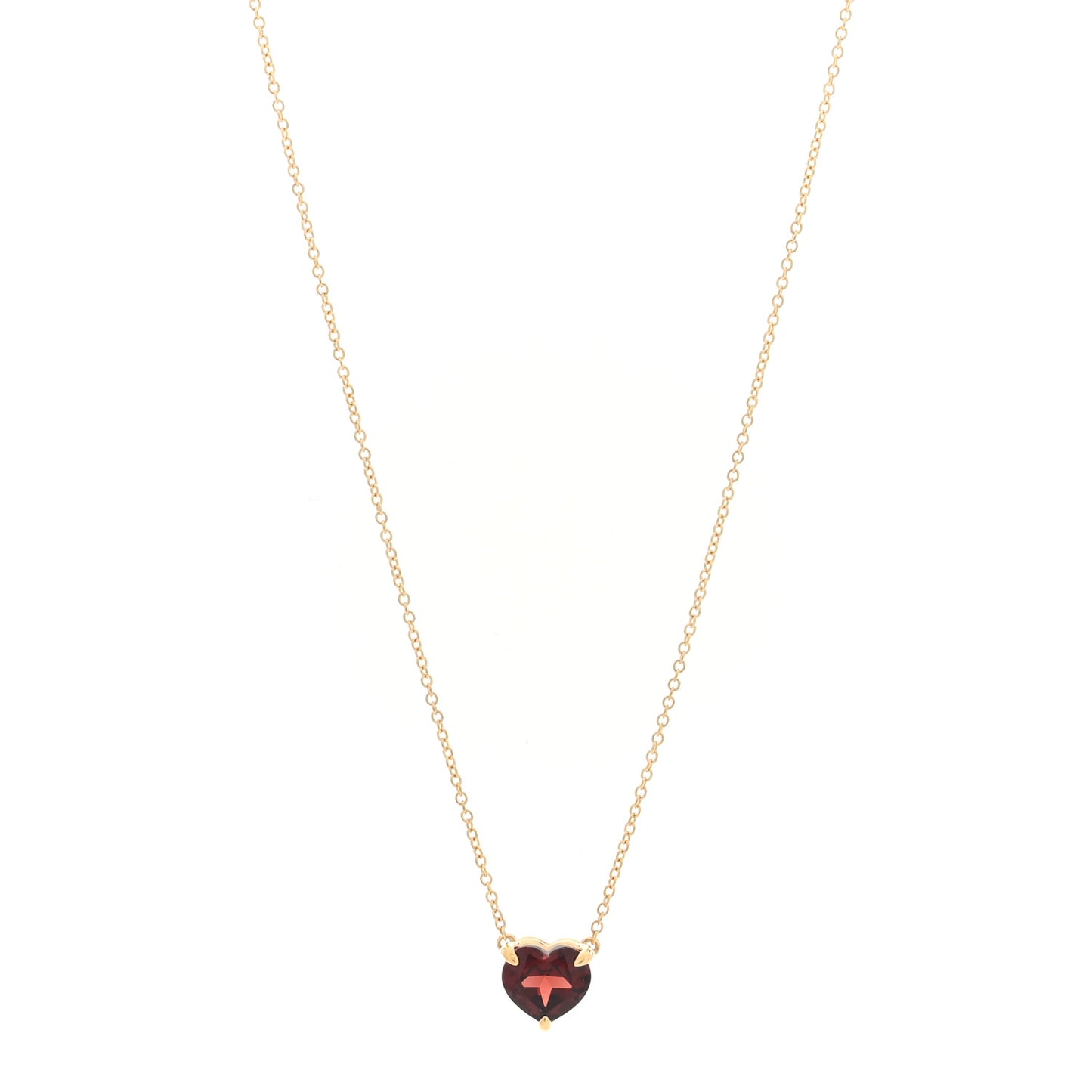 18K Yellow Gold Garnet Heart Pendant Necklace
