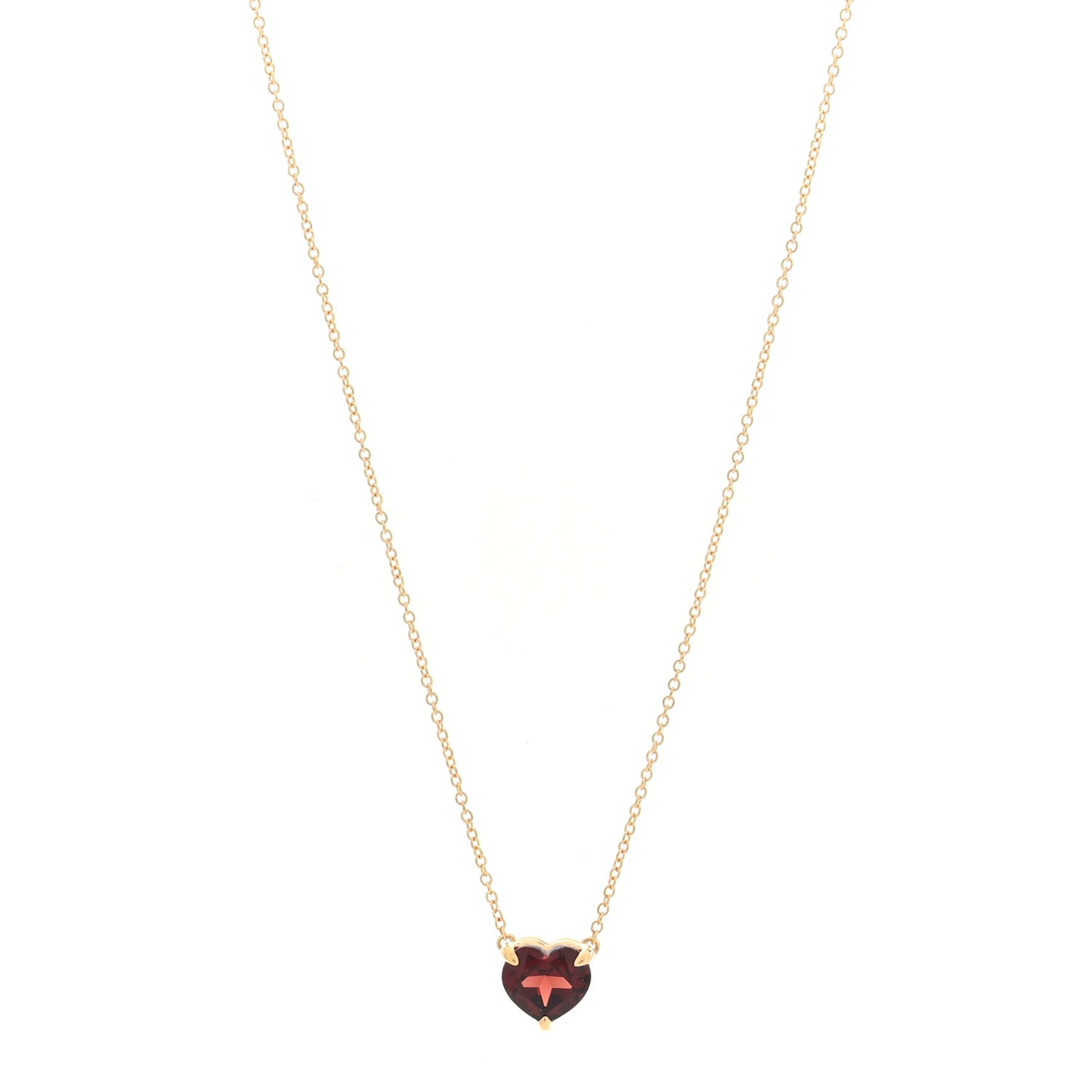 David Yurman 18K Yellow Gold Garnet Heart Pendant Necklace 1 of 5