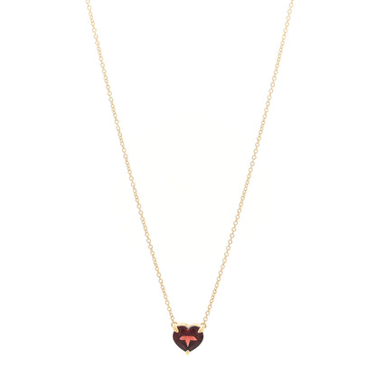 David Yurman 18K Yellow Gold Garnet Heart Pendant Necklace 1 of 5