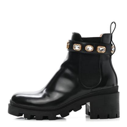 Gucci Calfskin Crystal GG Trip Chelsea Ankle Boots 39 Black 1 of 9