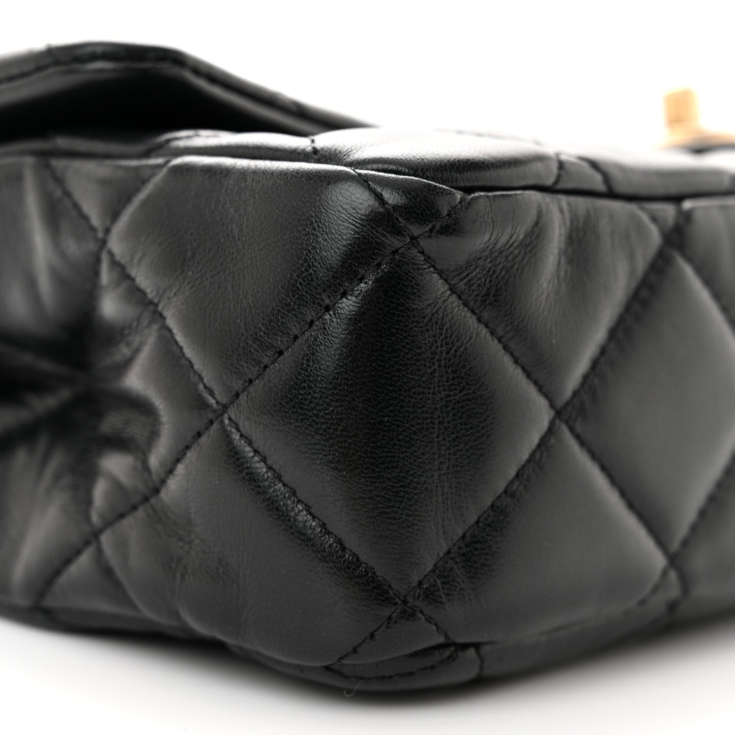 Lambskin Quilted Fancy Jewel Flap Black