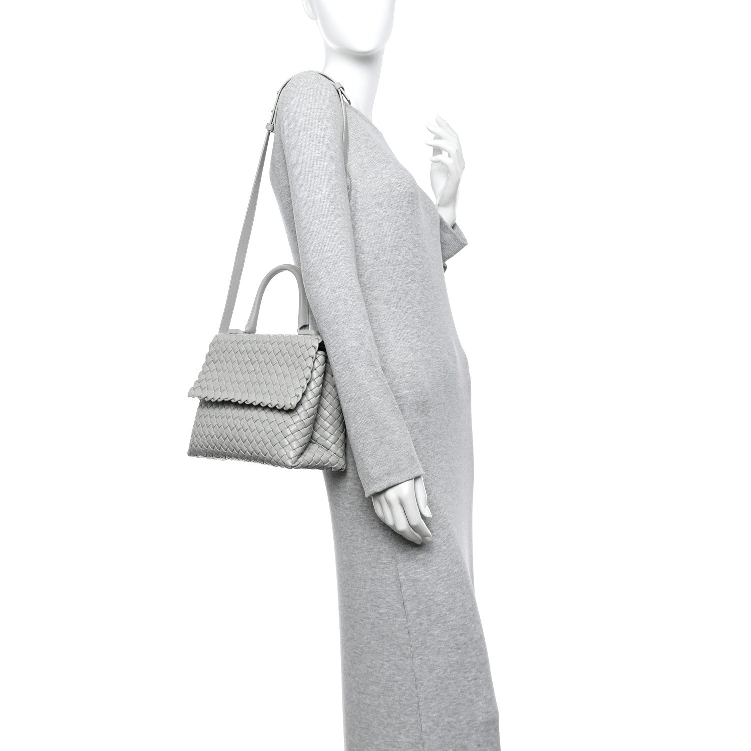 Bottega Veneta Nappa Intrecciato Patti Top Handle Bag Agate Grey