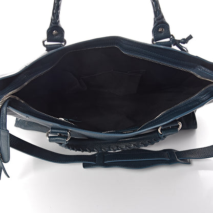 Balenciaga Chevre Silver Metallic Edge Hardware City Bleu Paon 5 of 10