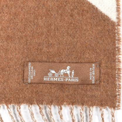 Hermes Cashmere Chevron Muffler Noisette Ecru 4 of 4