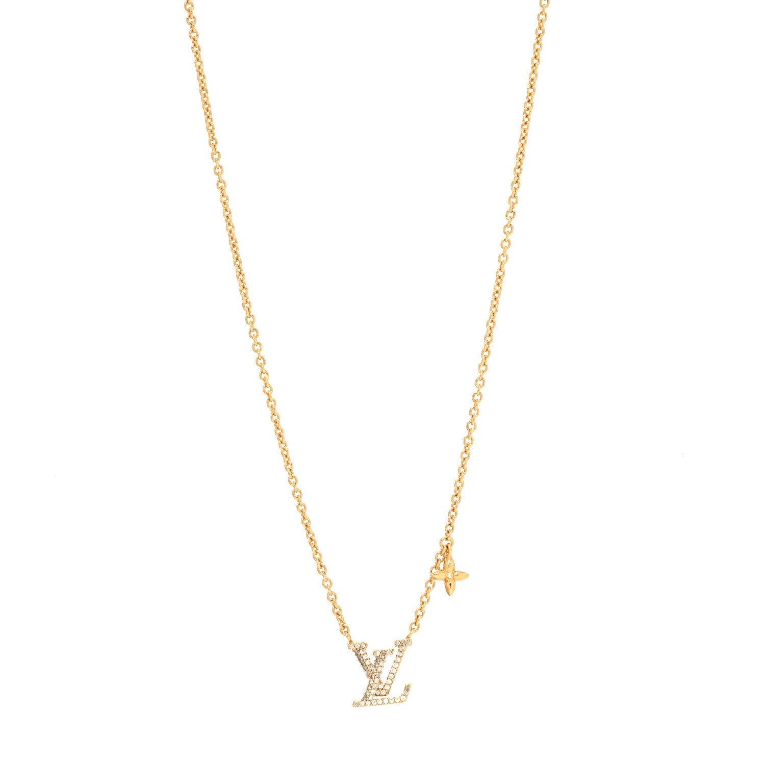 Louis Vuitton Metal Crystal LV Iconic Necklace Gold 1 of 6