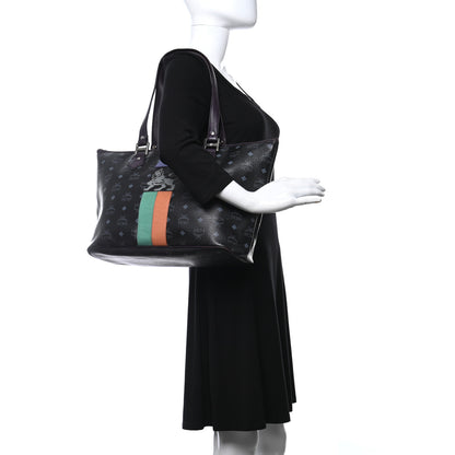 MCM Visetos Striped Munich Lion Tote Black 2 of 10