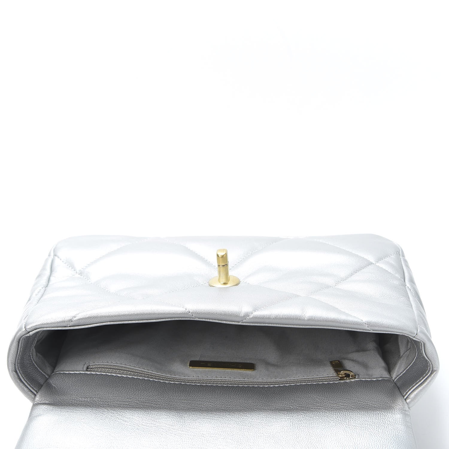 Chanel Metallic Goatskin Quilted Medium 19 Flap Silver 4 of 10