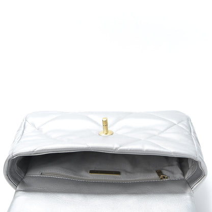 Chanel Metallic Goatskin Quilted Medium 19 Flap Silver 4 of 10