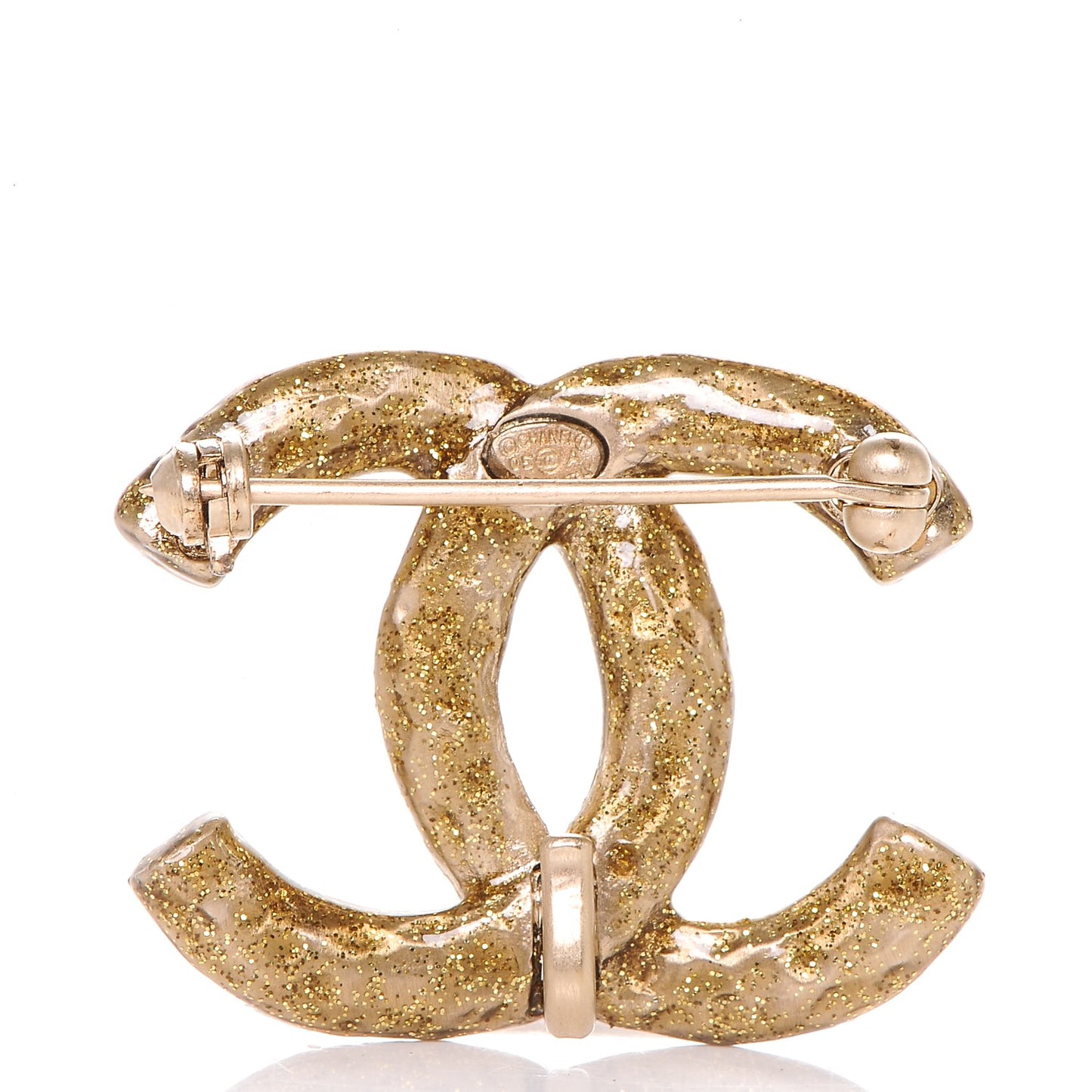 Glitter Enamel CC Brooch Gold