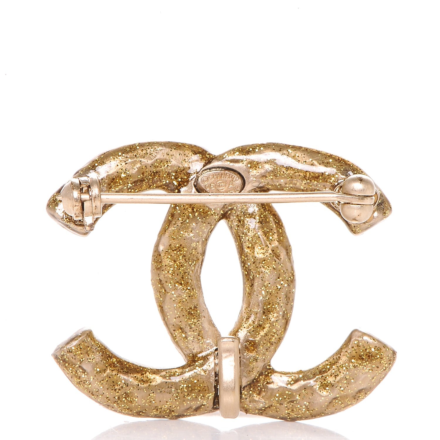 Chanel Glitter Enamel CC Brooch Gold 3 of 4