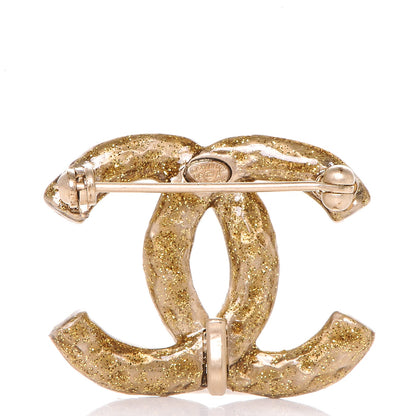 Chanel Glitter Enamel CC Brooch Gold 3 of 4