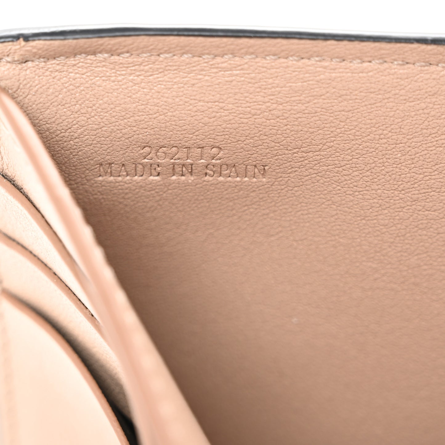Pebble Grain Calfskin Anagram Small Vertical Wallet Sand