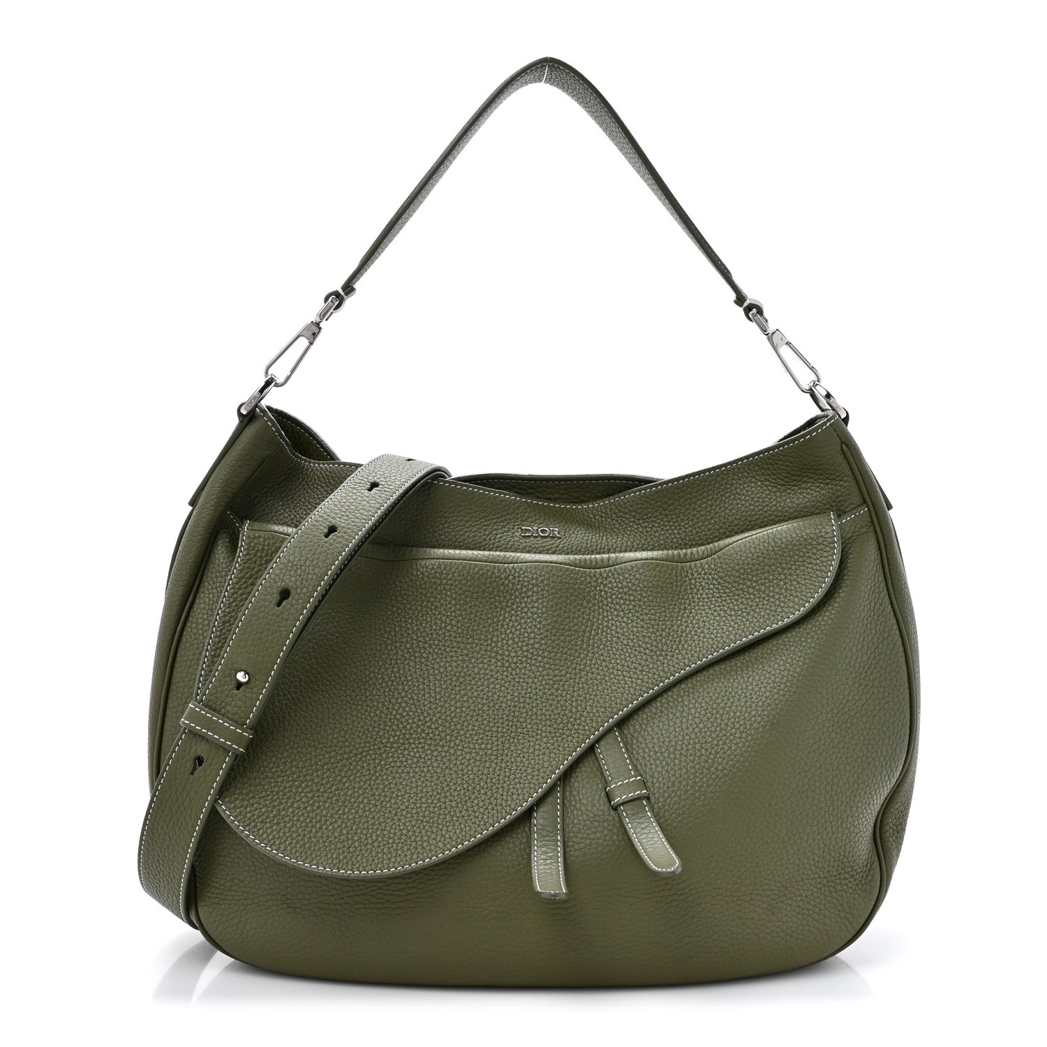 Christian Dior Grained Calfskin Mini Soft Saddle Bag Olive 1 of 14