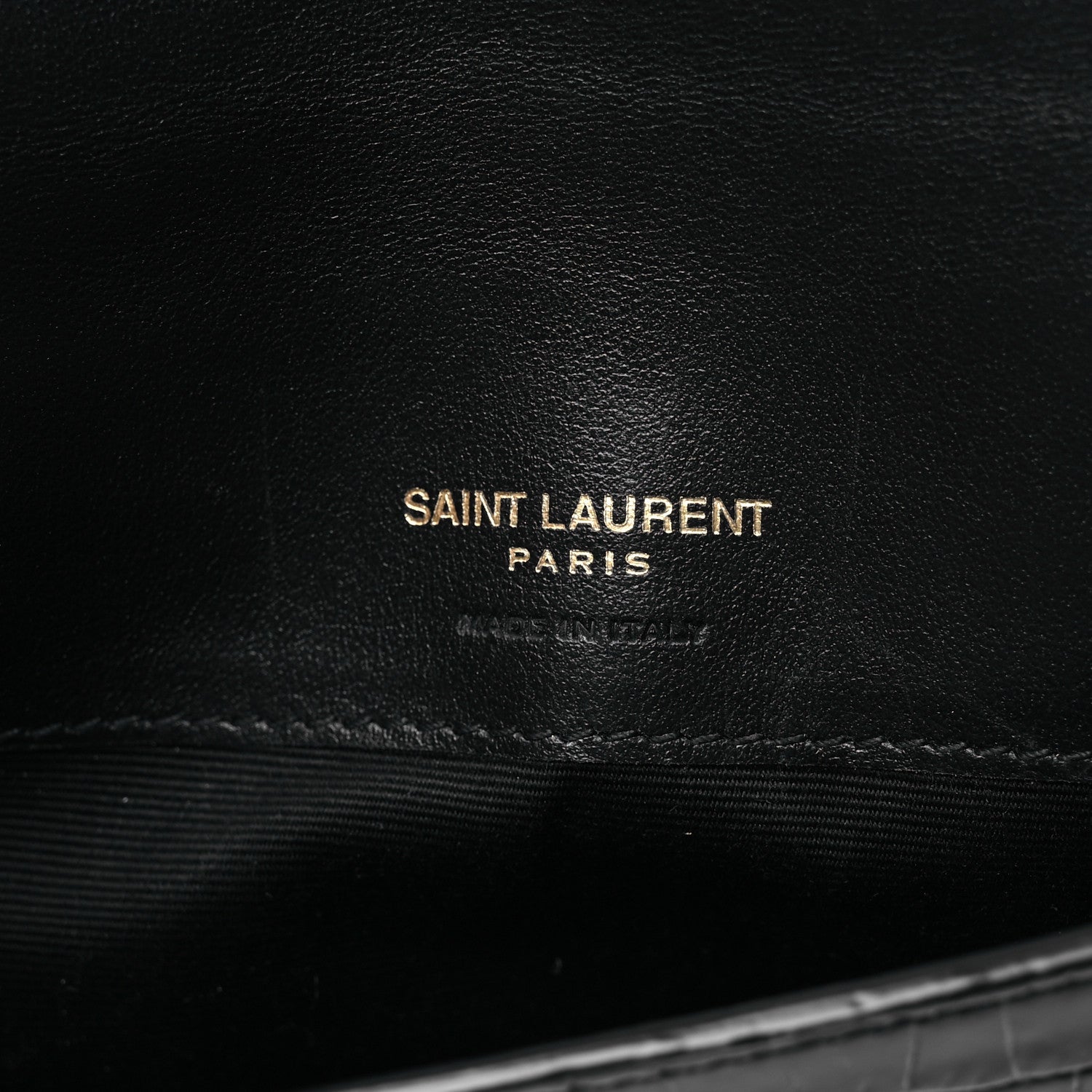 Saint Laurent Crocodile Embossed Monogram Phone Holder Crossbody Black 6 of 9
