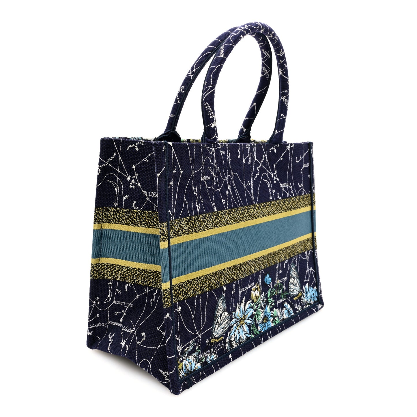 Canvas Embroidered Medium Zodiac Book Tote Blue Multicolor