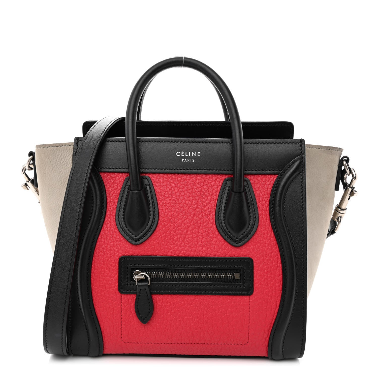 Celine Bullhide Calfskin Nubuck Nano Tri-Color Luggage Bright Red 1 of 10